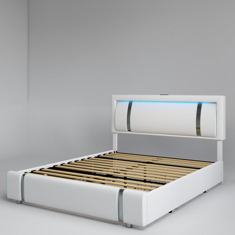 Wade Logan® Barbuto PU Upholstered Storage Bed with Lighted Headboard